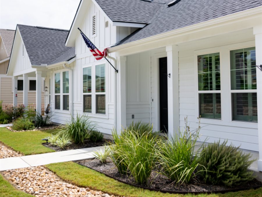 Sample photo: front-yard planting beds with ornamental grasses